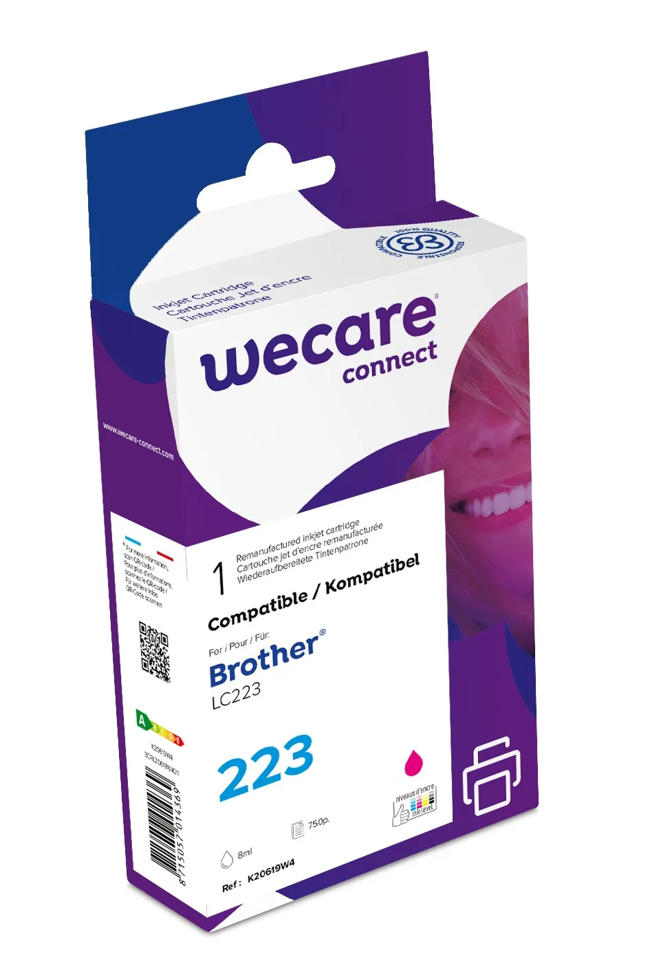 WECARE ARMOR ink kompatibilní s BROTHER LC-223M, červená/magenta
