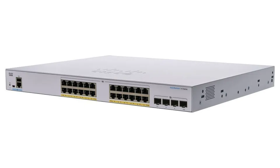 Cisco switch CBS350-24P-4X-EU (24xGbE,4xSFP+,24xPoE+,195W,fanless)