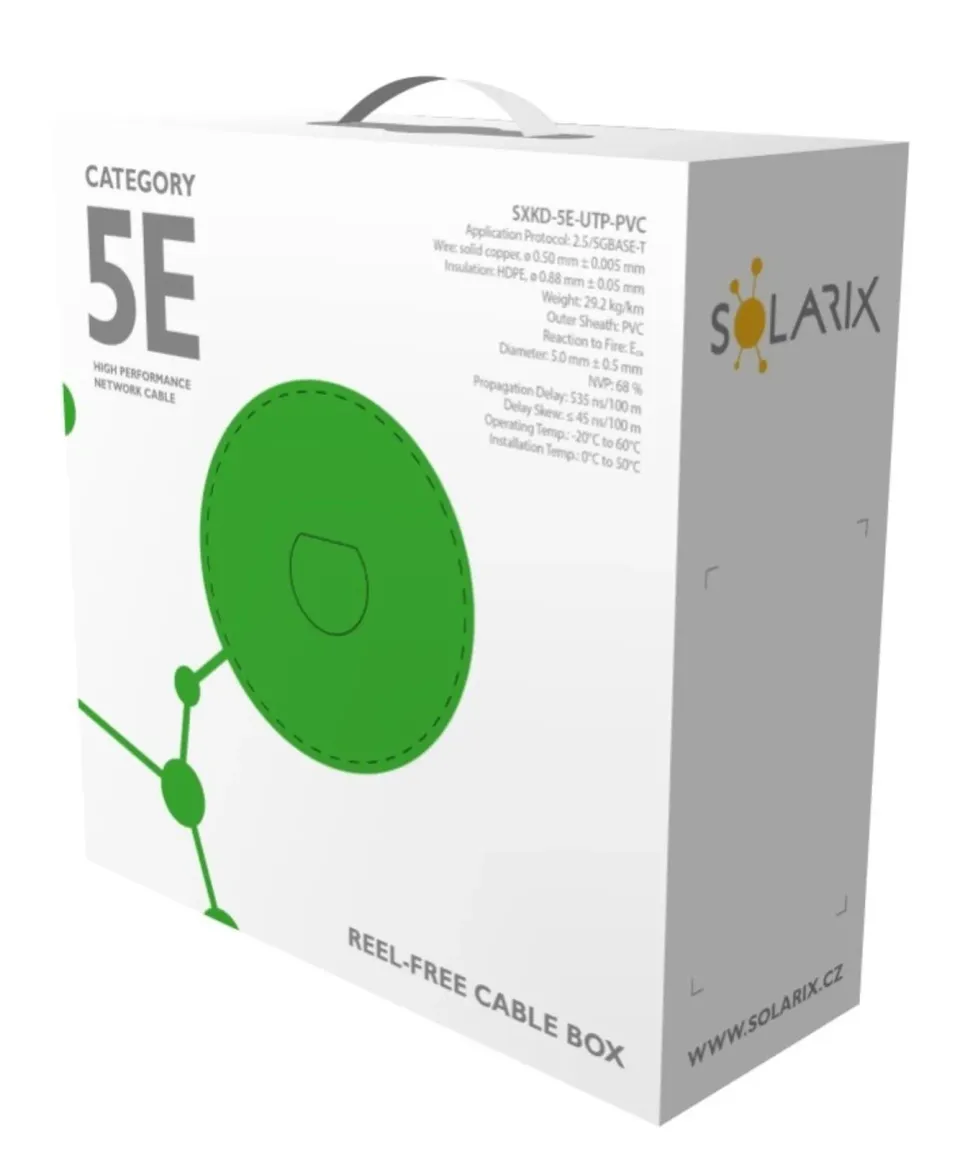 Instalační kabel Solarix CAT5E UTP PVC Eca 100m/box SXKD-5E-UTP-PVC