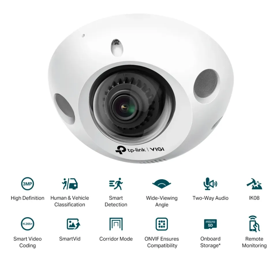 TP-Link VIGI C230I Mini(2.8mm) mini dome kamera, 3MP, 2.8mm