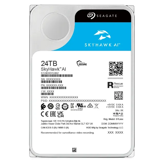 Seagate SkyHawk AI HDD, 24TB, SATAIII, 256MB cache, 7.200RPM