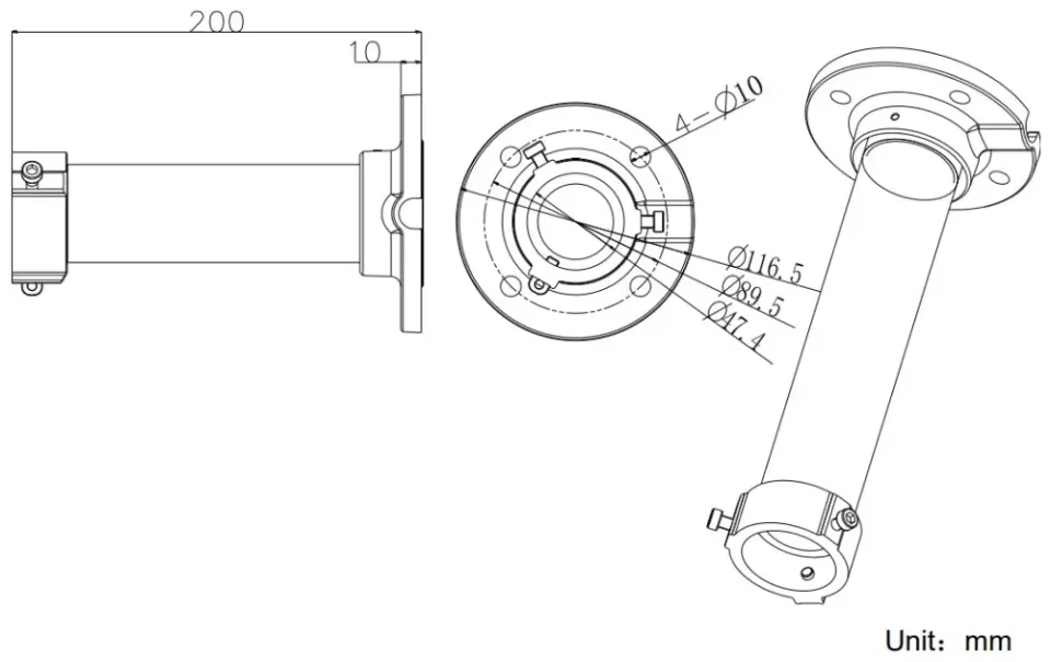 HIKVISION držák pro kameru DS-1661ZJ/ kompatibilní s kamerami 4 inch PTZ