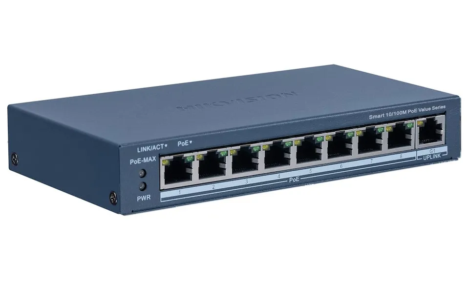Hikvision DS-3E1309P-EI/M - Smart managed switch 8x 100TX PoE + 1x Gb uplink, 60W, Super PoE