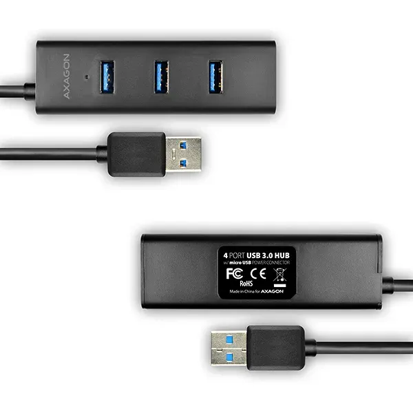 AXAGON HUE-S2BL, 4x USB3.0 CHARGING hub 1.2m kabel, micro USB nap. konektor