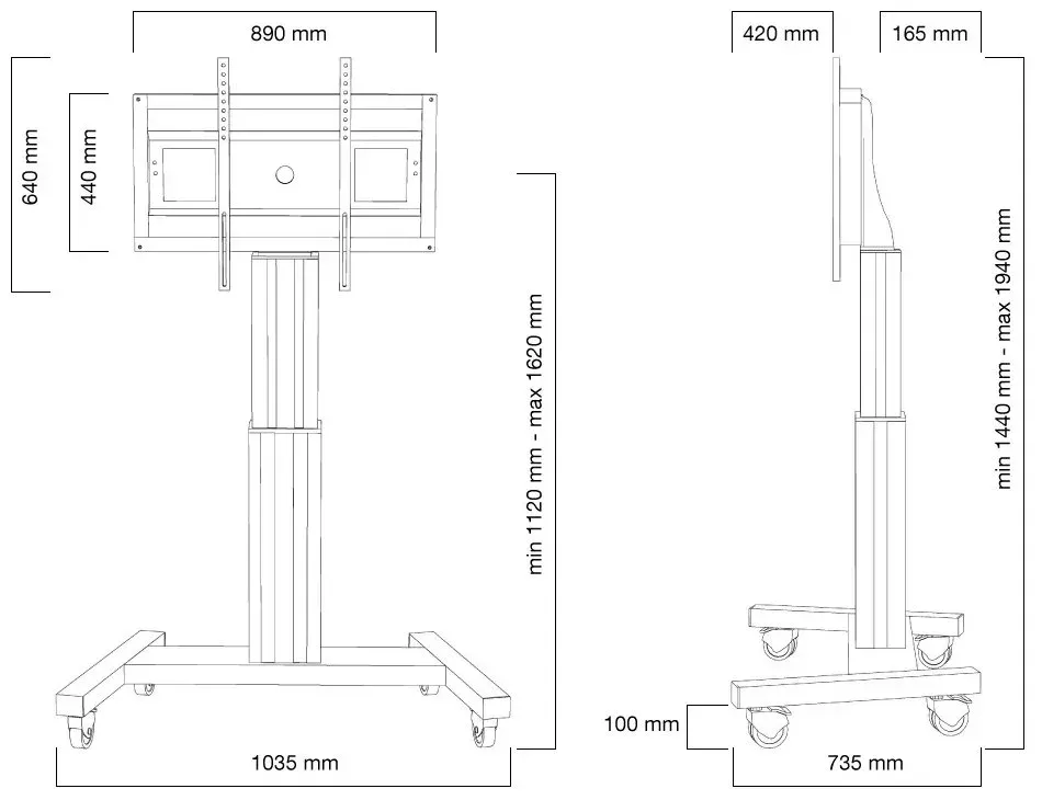 Neomounts PLASMA-M2500SILVER / Motorised Mobile Floor Stand - VESA 200x200 up to 800x600 / Silver