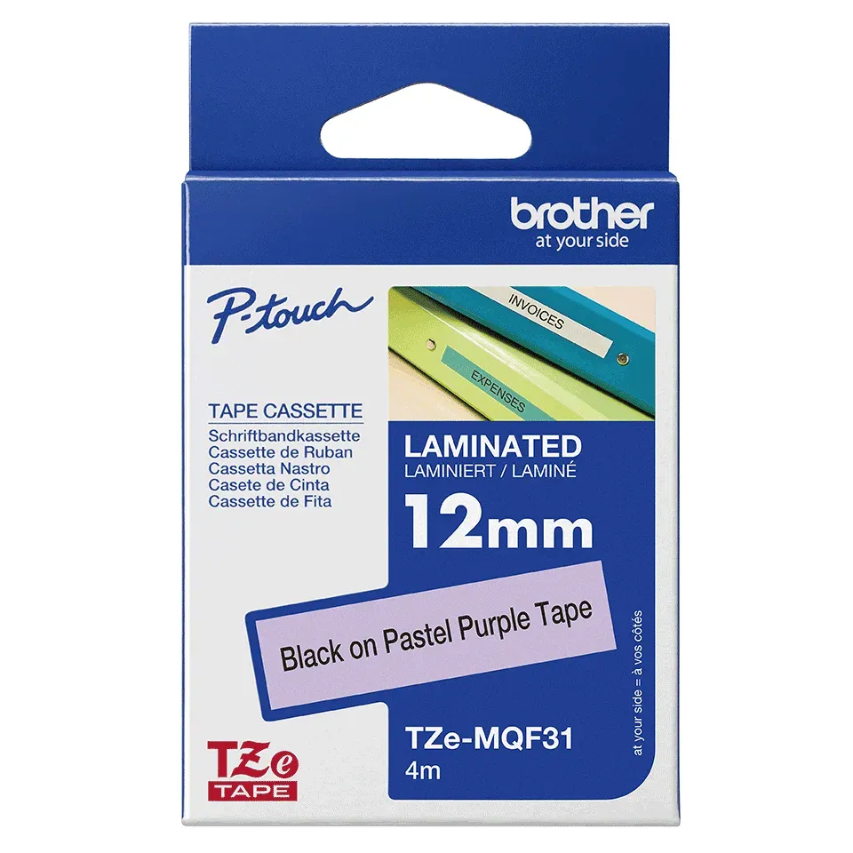 Brother - TZe-MQF31 pastelová purpurová / černá (12mm, 4m)