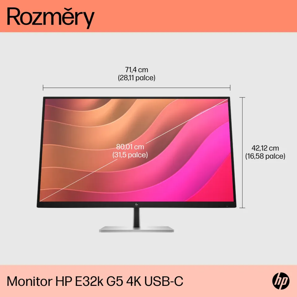 HP LCD E32k G5 31,5" 3840x2160/IPS/5ms/350nits/1000:1/HDMI/DP/4xUSB3.2/USB-C/RJ4