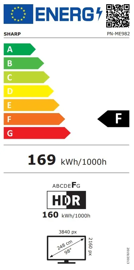 98" LED SHARP ME982,3840x2160,18/7,450cd,A13