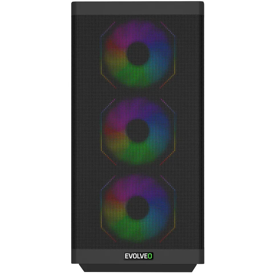 EVOLVEO Scorpio, skříň eATX/ATX, 4x ARGB ventilátor 120mm, boční panel temperova