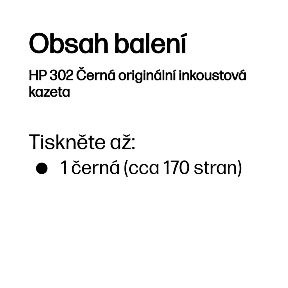 HP F6U66AE originální náplň černá č.302 malá cca 170 stran (HP DeskJet 2130, 3639)
