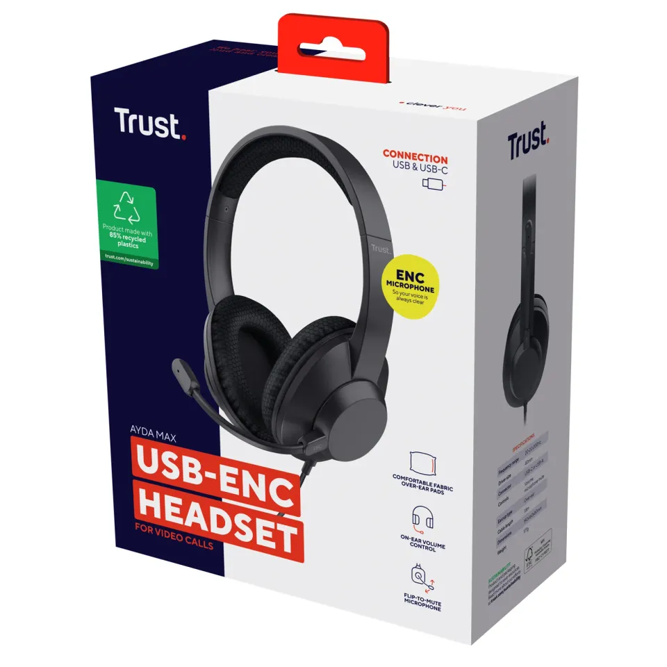 Trust Ayda Max USB-ENC/USB-A/C/Černá