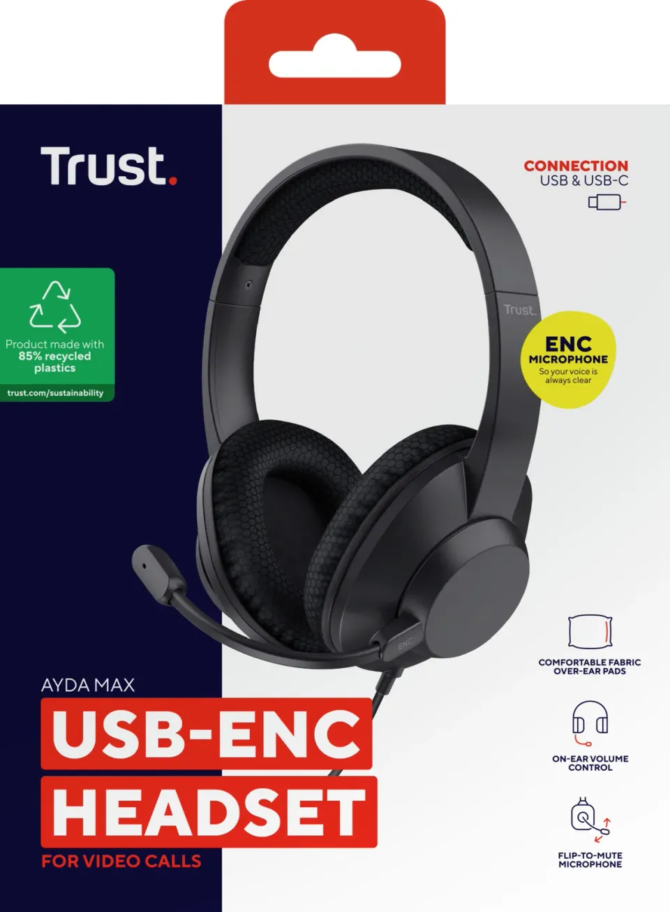 Trust Ayda Max USB-ENC/USB-A/C/Černá