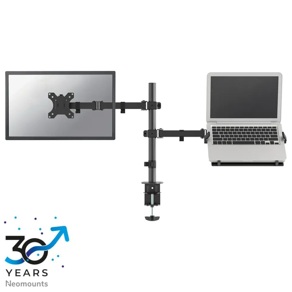 Neomounts FPMA-D550NOTEBOOK/Držák displeje a notebooku/na stůl/10-27"/svorka/VESA 100X100/nosn. 8+4,5kg/černý