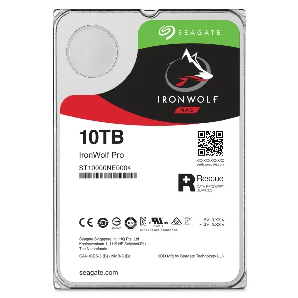 SEAGATE ST10000NT001 hdd IronWolf PRO 10TB CMR 7200rpm 256MB NAS HDD 24x7 263MB/s 3.5 RAID SATA3-6Gbps