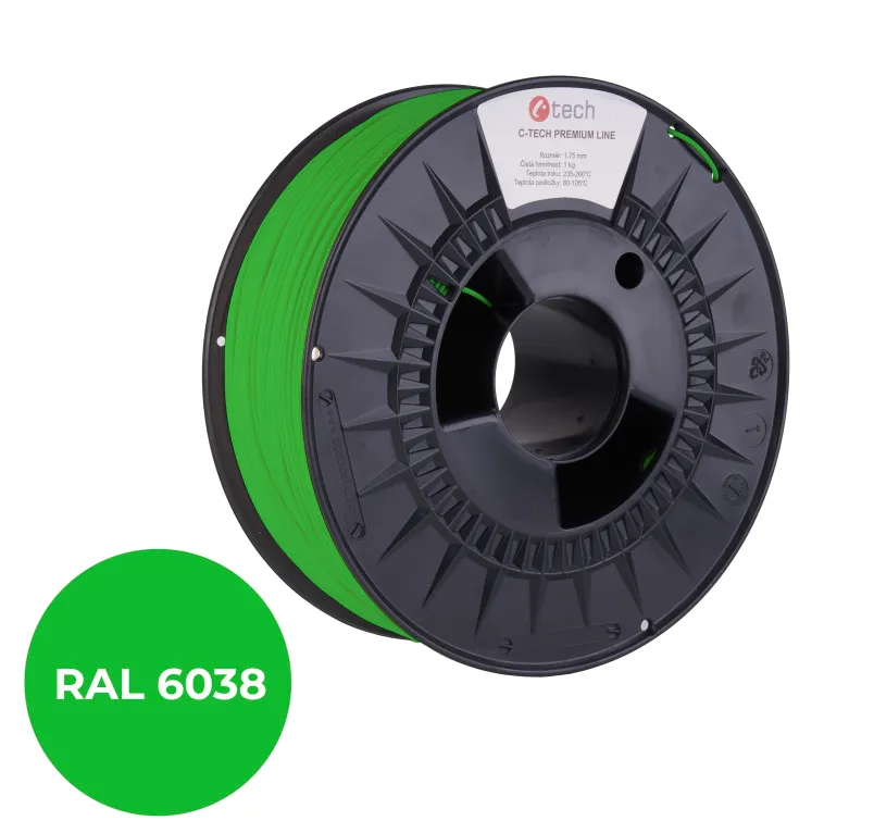 C-TECH tisková struna PREMIUM LINE ( filament ) , ABS, luminiscenční zelená, 1,7
