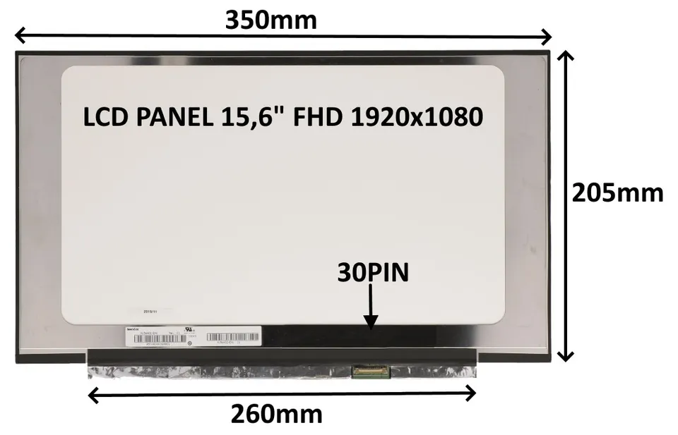 LCD PANEL 15,6" FHD 1920x1080 30PIN MATNÝ IPS / BEZ ÚCHYTŮ (77030215)