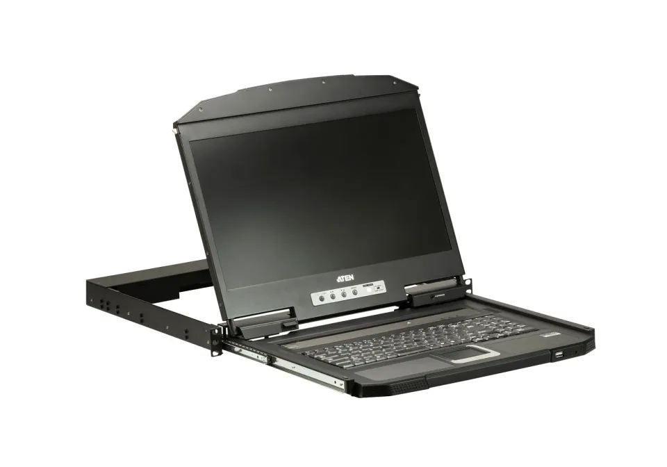 Aten 1U Ultra Short Depth Single Rail WideScreen LCD Console (USB / HDMI) 1920x1