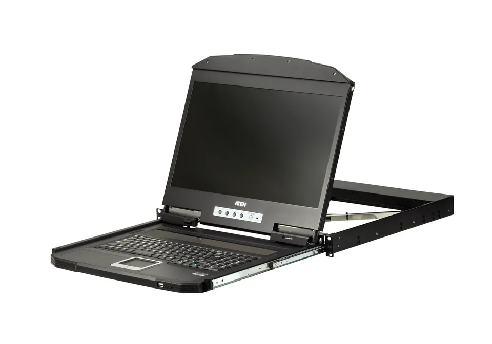 Aten 1U Ultra Short Depth Single Rail Widescreen LCD Console (USB / HDMI) 1920x1