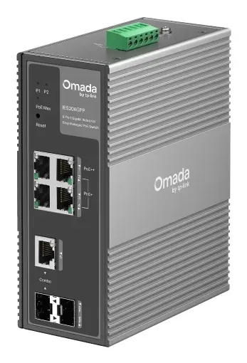 TP-LINK IES206GPP Omada 6portový gigabitový průmyslový Easy Managed Switch s 3 porty PoE+ a 1 portem PoE++