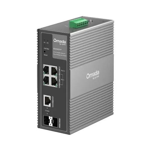 TP-LINK IES206GPP Omada 6portový gigabitový průmyslový Easy Managed Switch s 3 porty PoE+ a 1 portem PoE++