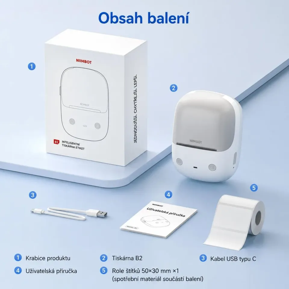 Niimbot Tiskárna štítků B2, růžová + role štítků 230 ks