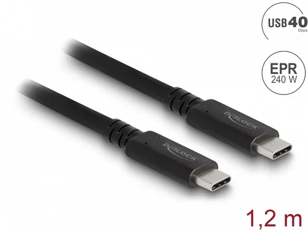Delock Kabel USB4 40 Gbps koaxial 1,2 m USB PD 3.1 Extended Power Range 240 W