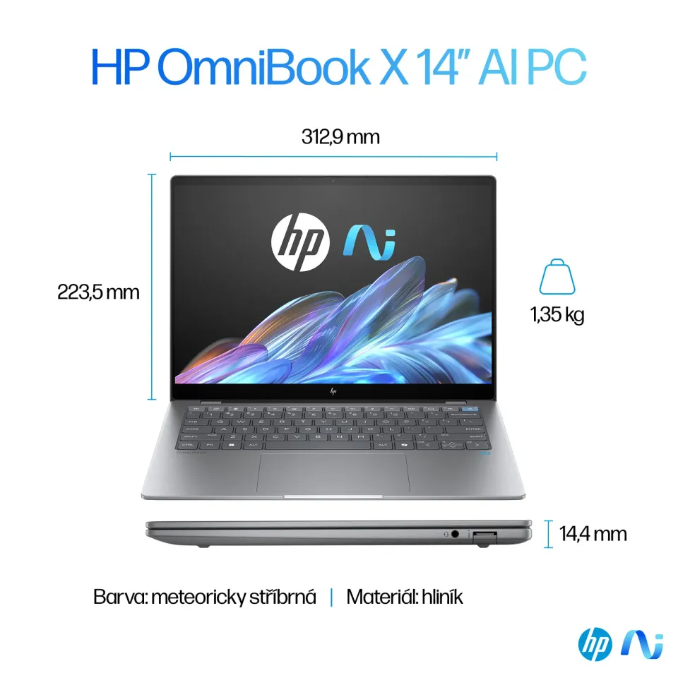 HP Omnibook X/14-fe0010nc/SD-X1E-78-100/14"/2240x1400/T/16GB/512GB SSD/Adreno/W11H/Silver/2R