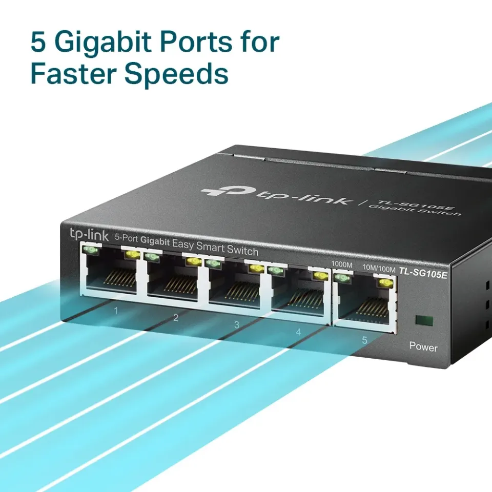 TP-LINK TL-SG105E GBit managed switch, 5x 10/100/1000Mbps 5port, steel case, Green power