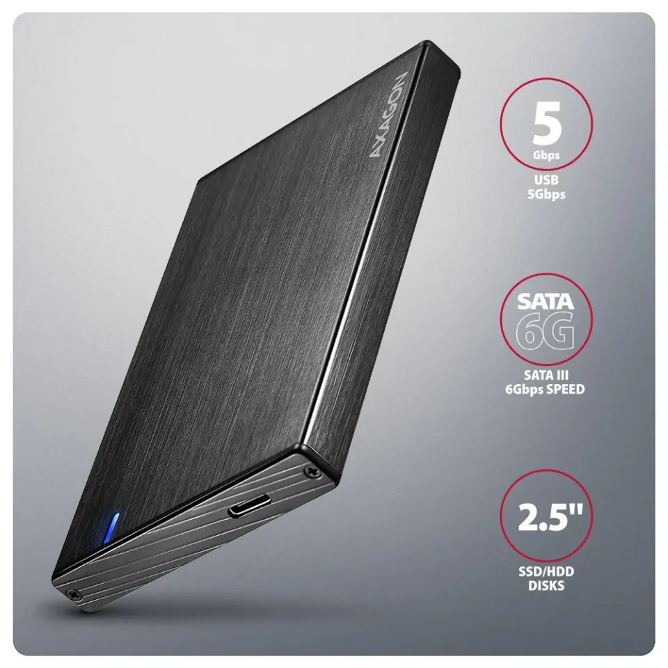 AXAGON EE25-XA6C, USB-C 5Gbps - SATA 6G, 2.5" kovový ALINE box