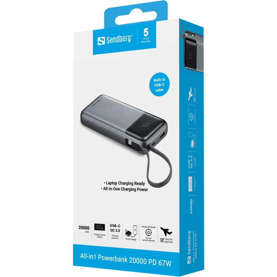 Sandberg All-in1 Powerbank 20000 PD 67W