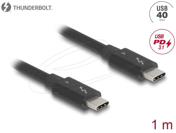 Delock Thunderbolt 4 kabel 40 Gbps PD 3.1 240 W 1 m černá