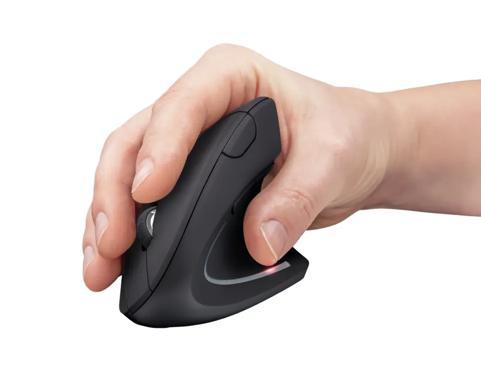 TRUST Verto/Vertikální/Optická/Pro praváky/1 600 DPI/Bezdrátová USB/Černá