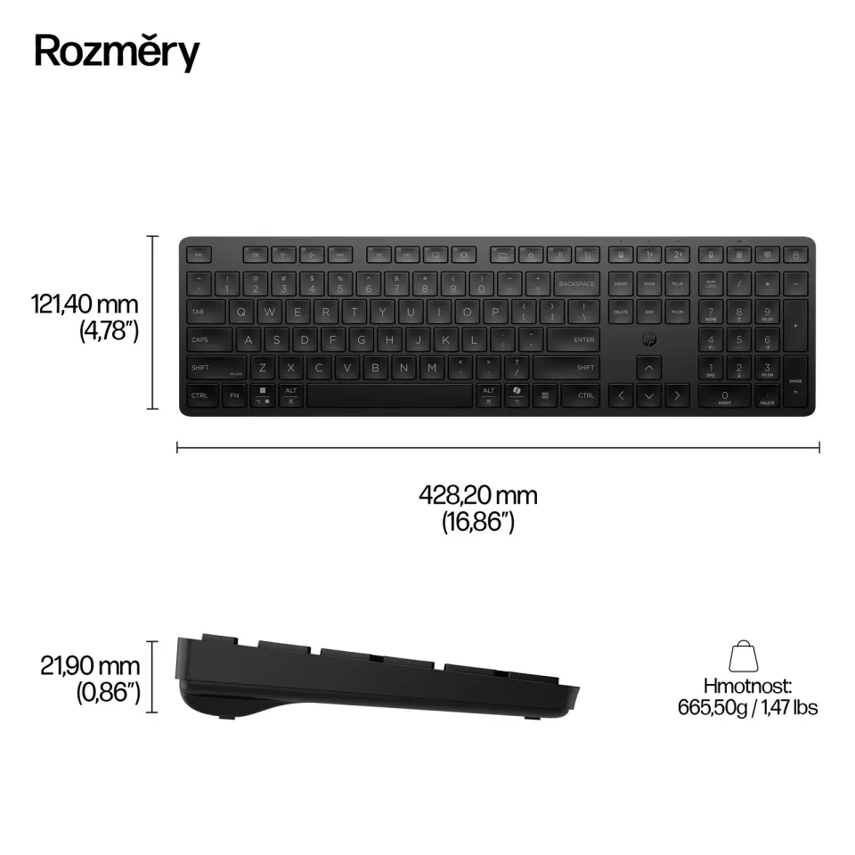 HP Wireless Multi-Device Dual-Mode Keyboard 495K CZ-SK