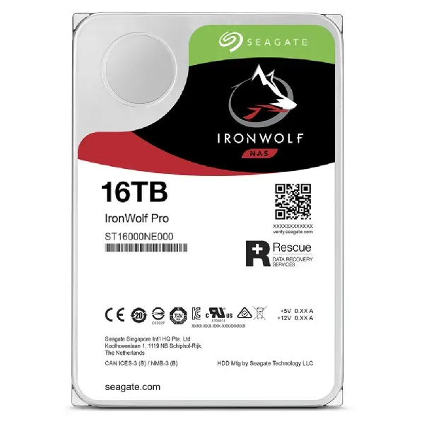 SEAGATE ST16000NT001 hdd IronWolf PRO 16TB CMR 7200rpm 256MB NAS HDD 24x7 270MB/s 3.5 RAID SATA3-6Gbps