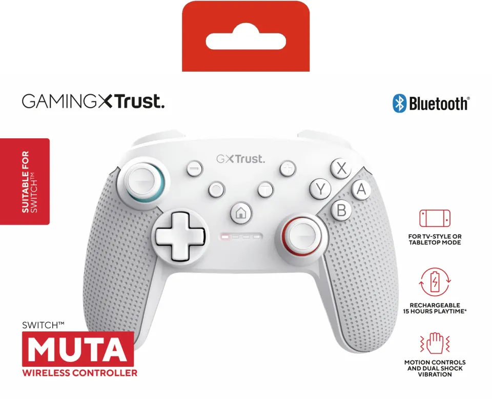 TRUST Gamepad GXT 1246W Muta, pro Nintendo Switch, Bluetooth, bílá