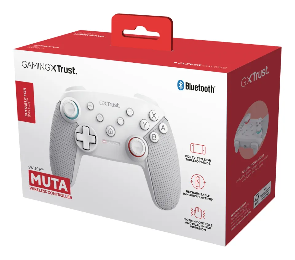 TRUST Gamepad GXT 1246W Muta, pro Nintendo Switch, Bluetooth, bílá