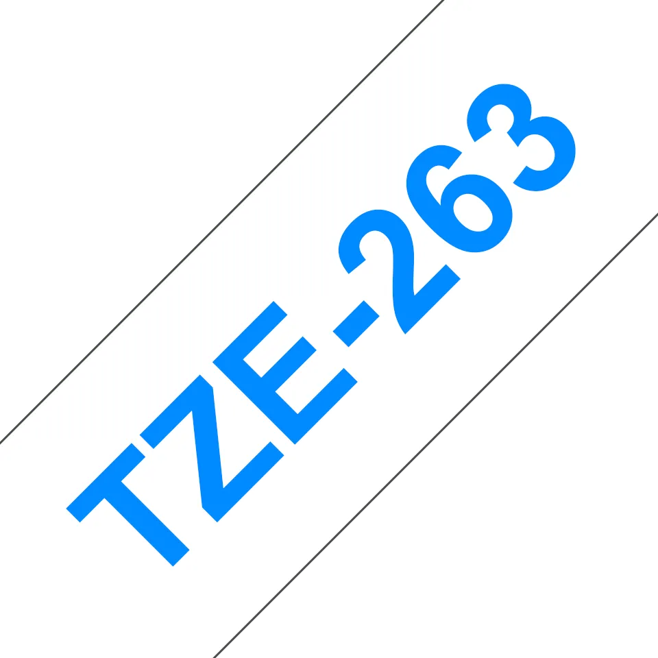 Brother - TZe-263, bílá / modrá (36mm, laminovaná)