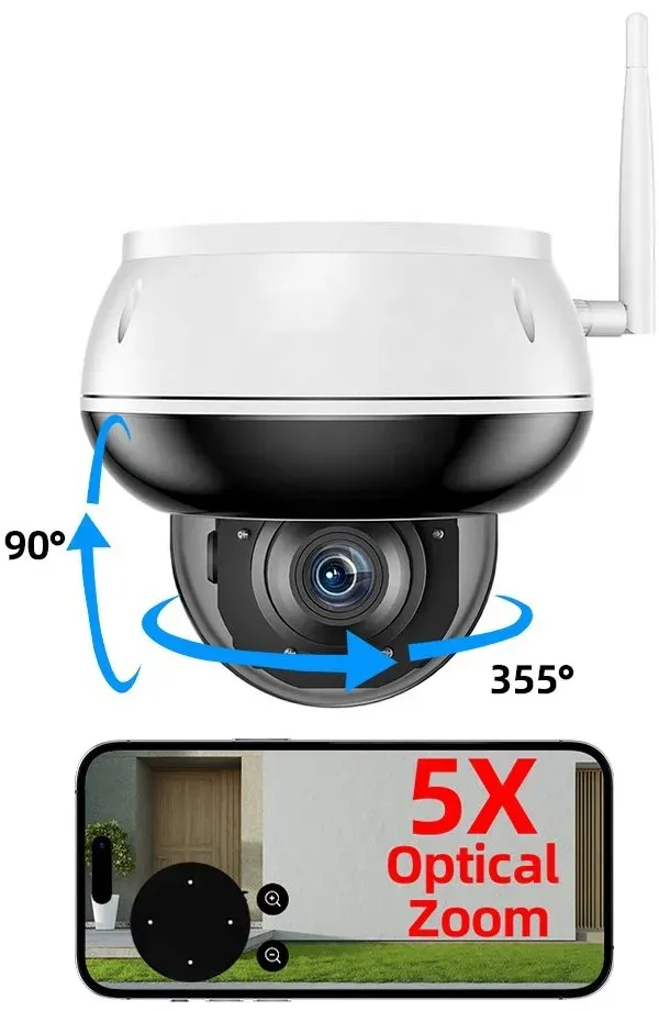 IMMAX NEO LITE SMART Security venkovní kamera DOME, 355° 90° P/T, dual Wi-Fi, PoE, 5x optický zoom, TUYA