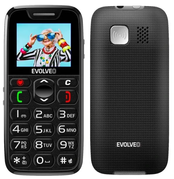 EVOLVEO EasyPhone, mobilní telefon pro seniory s nabíjecím stojánkem, černá