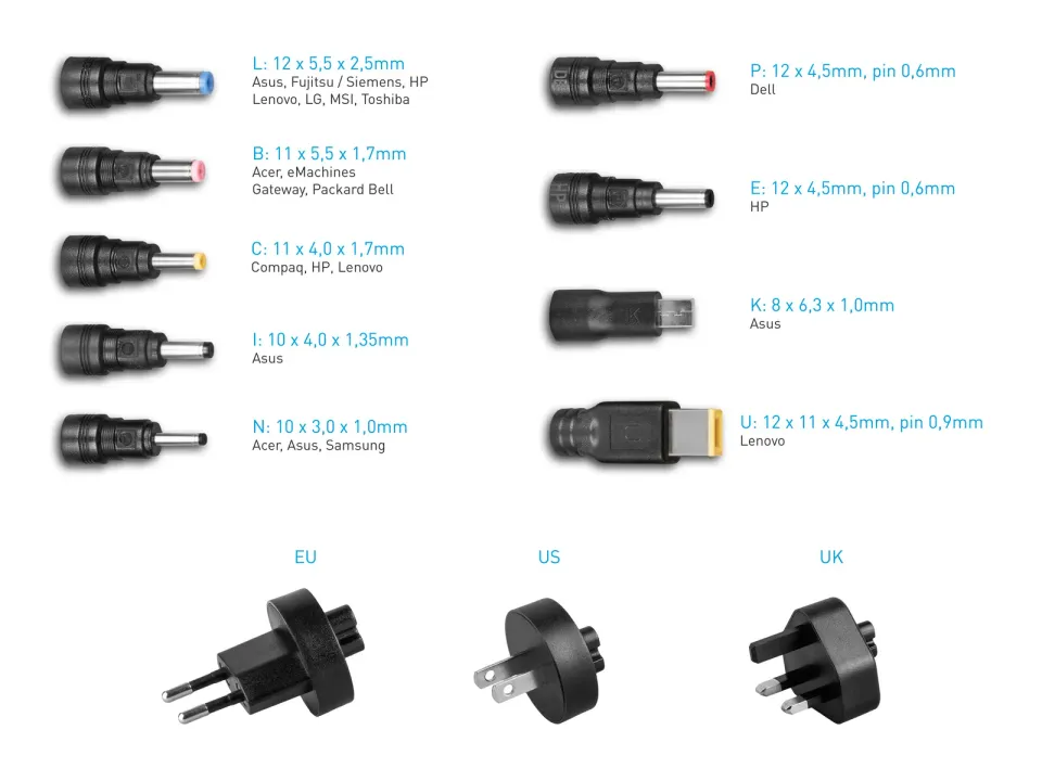 AVACOM QuickTIP 45W - univerzální adaptér pro notebooky + 9 konektorů