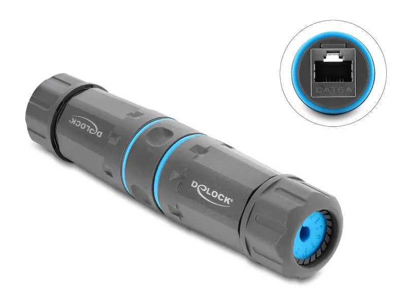 Delock Kabelový konektor ze zásuvky RJ45 na zásuvku RJ45, Cat.6A, se závitem M23 (90660)