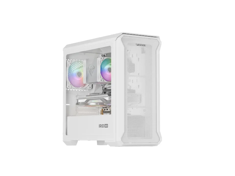 Počítačová skříň Genesis IRID 503 ARGB LITE/Mini Tower/Transpar./Bílá