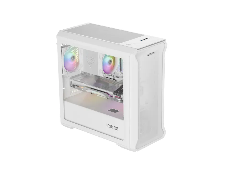 Počítačová skříň Genesis IRID 503 ARGB LITE/Mini Tower/Transpar./Bílá