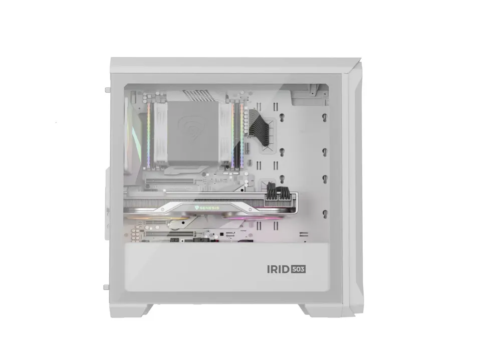 Počítačová skříň Genesis IRID 503 ARGB LITE/Mini Tower/Transpar./Bílá