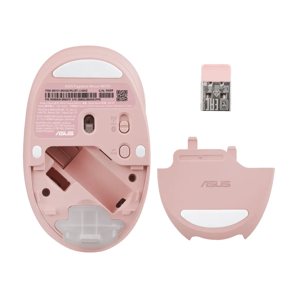 ASUS Fragrance Mouse MD101/Ergonomická/Optická/2 400 DPI/USB+BT/Růžová