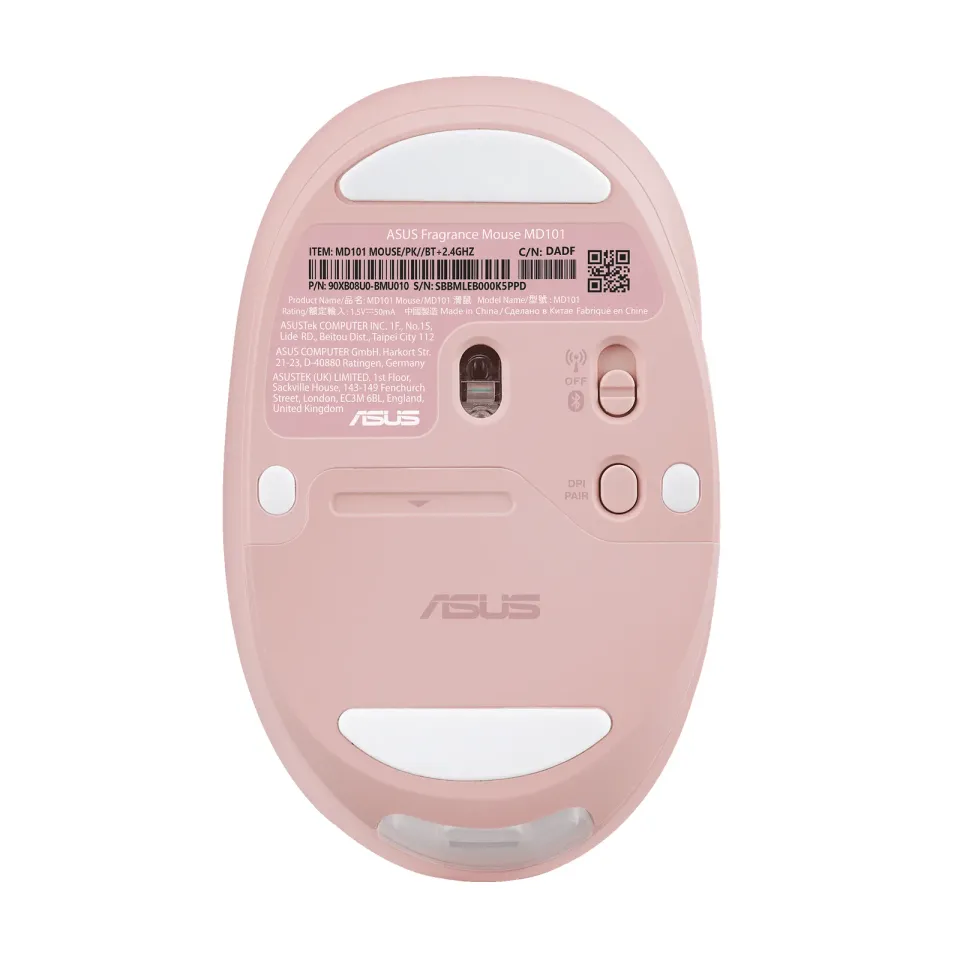 ASUS Fragrance Mouse MD101/Ergonomická/Optická/2 400 DPI/USB+BT/Růžová