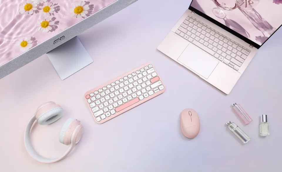 ASUS Fragrance Mouse MD101/Ergonomická/Optická/2 400 DPI/USB+BT/Růžová
