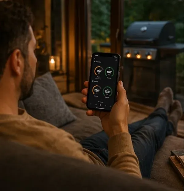 HELMER chytrý bezdrátový kuchyňský teploměr se dvěma sondami TM 28/ LCD displej/–10 až 100 °C/ Bluetooth/ černý