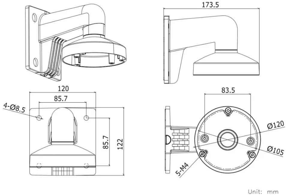 HIKVISION držák pro kameru DS-1272ZJ-120/ D7xx/ HiLook D1xxHA-LU