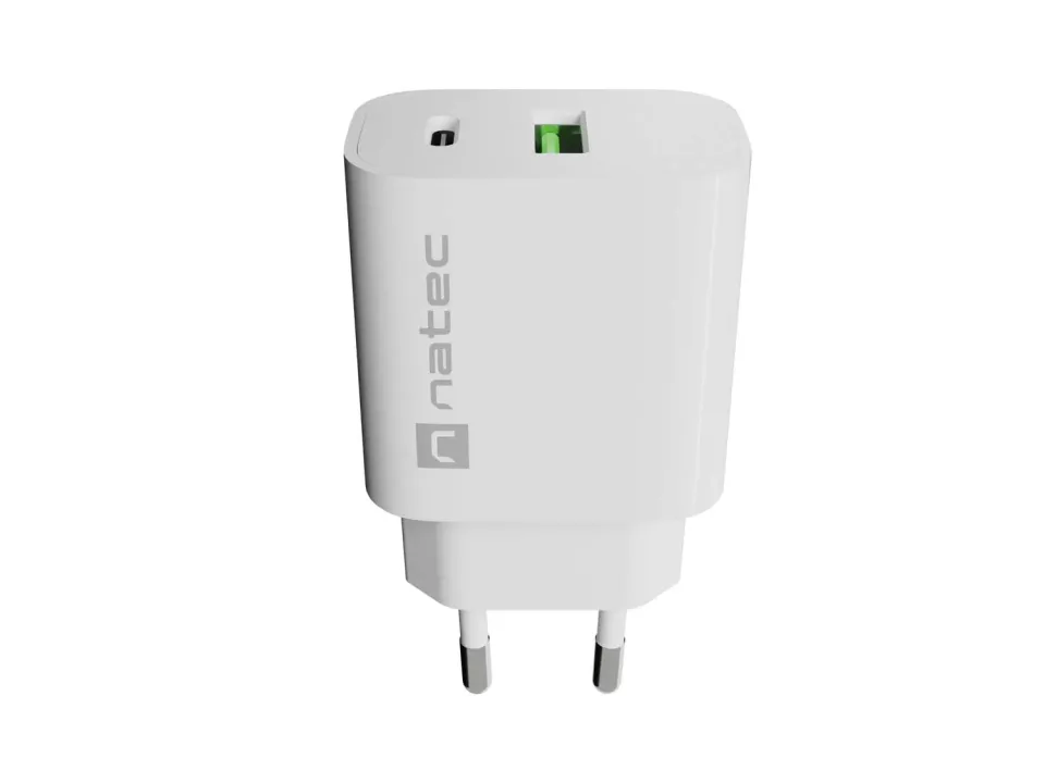 Univerzální nabíječka Natec RIBERA 20 W 1X USB-A + 1X USB-C, bílá